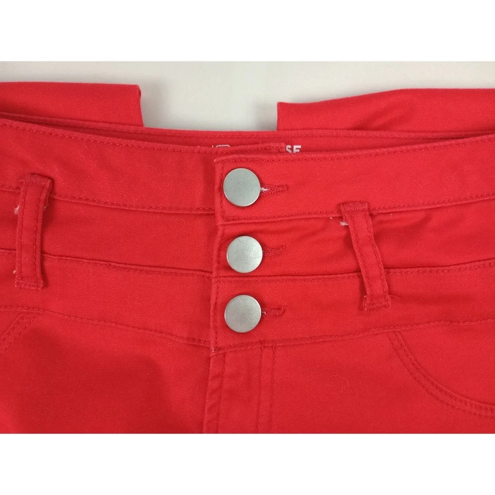 No Boundaries NOBO Womens Jrs 15 Red 3 Button Mid Rise Skinny Jeans